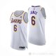 Camiseta LeBron James #6 Los Angeles Lakers Association Autentico Blanco