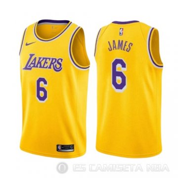 Camiseta LeBron James #6 Los Angeles Lakers Icon 2019 Amarillo