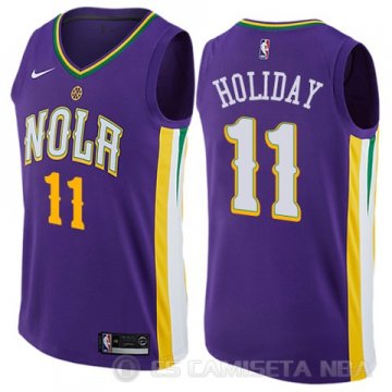 Camiseta Holiday #11 New Orleans Pelicans Ciudad 2017-18 Violeta