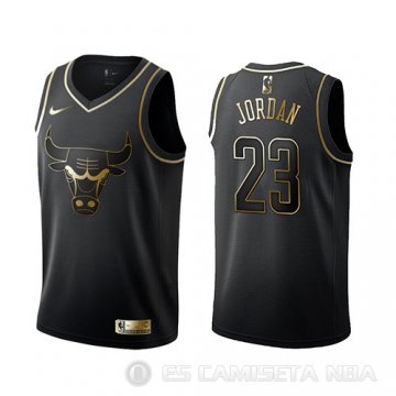 Camiseta Michael Jordan #23 Golden Edition Chicago Bulls Negro