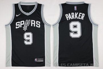 Camiseta Parker #9 San Antonio Spurs Autentico 2017-18 Negro