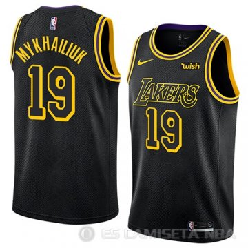 Camiseta Sviatoslav Mykhailiuk #19 Los Angeles Lakers Ciudad 2018 Negro