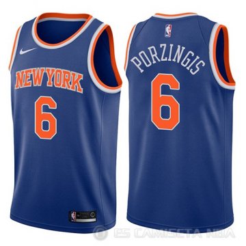 Camiseta Kristaps Porzingis #6 New York Knicks 2017-18 Azul