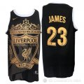 Camiseta Lebron James NO 23 Los Angeles Lakers Liverpool Negro