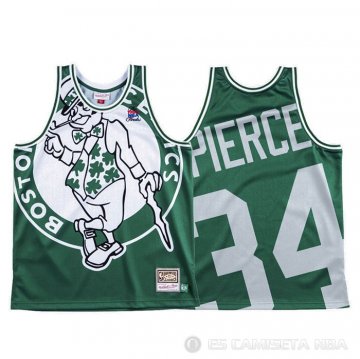 Camiseta Paul Pierce #34 Boston Celtics Mitchell & Ness Big Face Verde