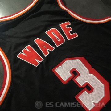Camiseta Wade Re #3 Miami Heat Negro