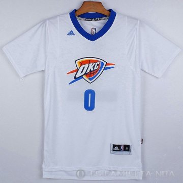 Camiseta Westbrook #0 Oklahoma City Thunder Manga Corta Blanco