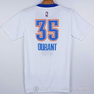 Camiseta Durant #35 Oklahoma City Thunder Manga Corta Blanco