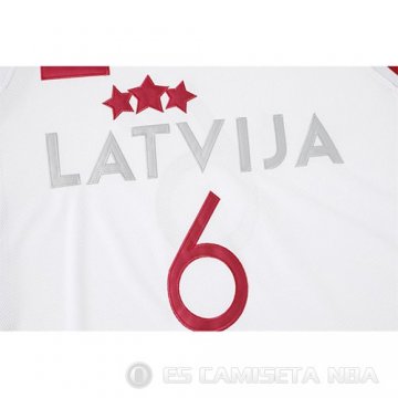 Camiseta Kristaps Porzingis #6 Latvija Blanco