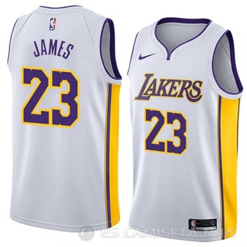 Camiseta Lebron James #23 Los Angeles Lakers Association 2018 Blanco
