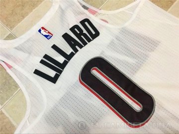 Camiseta Lillard #0 Portland Trail Blazers Autentico 2017-18 Blanco