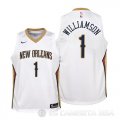 Camiseta Zion Williamson #1 New Orleans Pelicans Nino Association 2019 Blanco