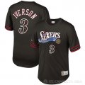 Camiseta Allen Iverson NO 3 Manga Corta Philadelphia 76ers Negro2