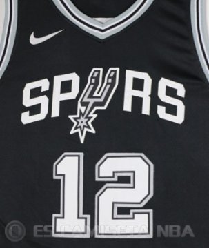 Camiseta Aldridge #12 San Antonio Spurs Autentico 2017-18 Negro