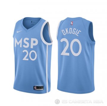 Camiseta Josh Okogie #20 Minnesota Timberwolves Ciudad 2019-20 Azul