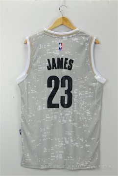 Camiseta Cavaliers James #23 Luces de la ciudad Gris