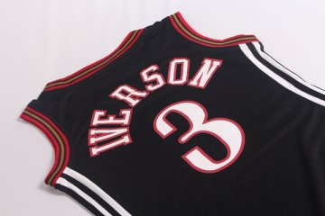 Camiseta Iverson #3 Philadelphia 76ers Mujer Negro