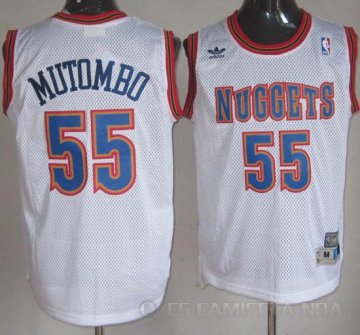 Camiseta Mutombo #55 Denver Nuggets Blanco