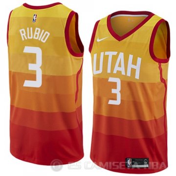 Camiseta Rubio #3 Utah Jazz Ciudad 2017-18 Naranja