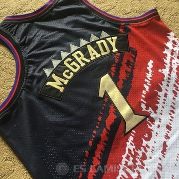 Camiseta Tracy Mcgrady #1 Toronto Raptors Mitchell & Ness Negro Rojo