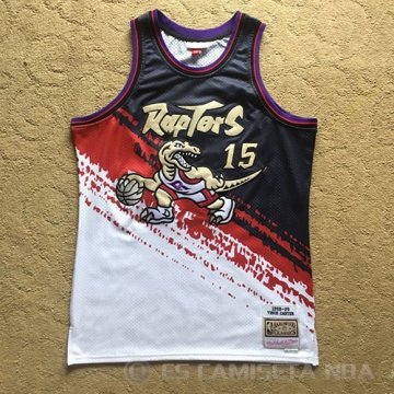 Camiseta Vince Carter #15 Toronto Raptors Mitchell & Ness Negro Rojo