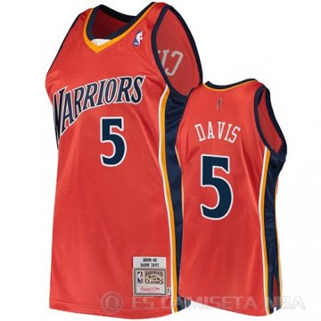 Camiseta Baron Davis #5 Golden State Warriors 2009-10 Hardwood Classics Naranja