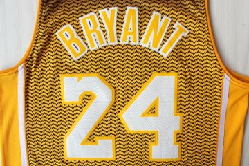 Camiseta Bryant #24 Lakers Resuenan Moda Amarillo Negro