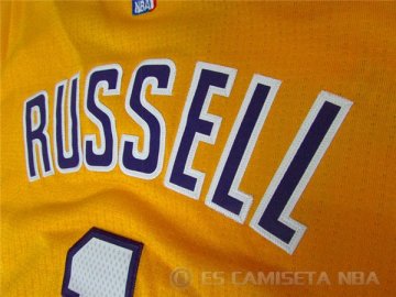 Camiseta Russell #1 Los Angeles Lakers Manga Corta Amarillo