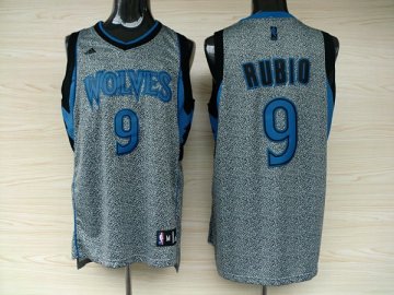 Camiseta Ricky Rubio #9 Timberwolves 2013 Moda Estatica Gris