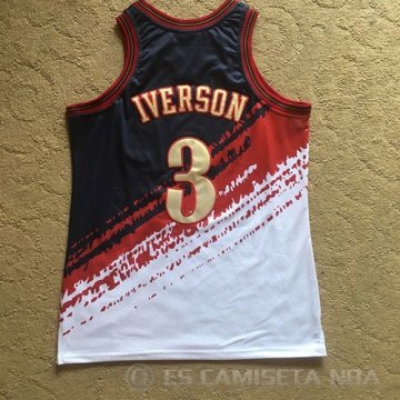 Camiseta Allen Iverson #3 Philadelphia 76ers Mitchell & Ness Negro Rojo