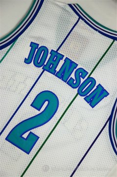 Camiseta Retro Johnson #2 Charlotte Hornets Blanco
