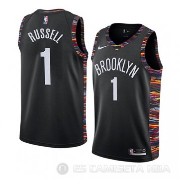 Camiseta D\'angelo Russell #1 Brooklyn Nets Ciudad 2018-19 Negro