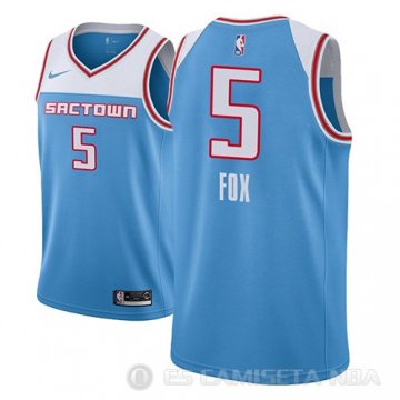 Camiseta De\'aaron Fox #5 Sacramento Kings Ciudad 2018-19 Azul