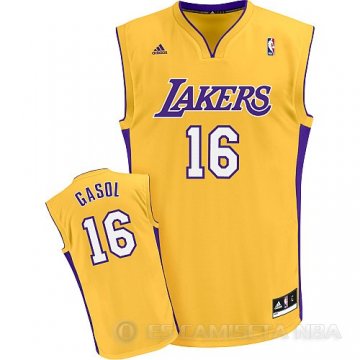 Camiseta Gasol #16 Los Angeles Lakers Amarillo