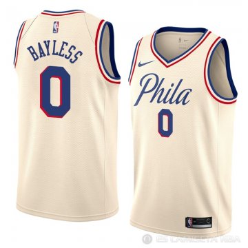 Camiseta Jerryd Bayless #0 Philadelphia 76ers Ciudad 2018 Crema