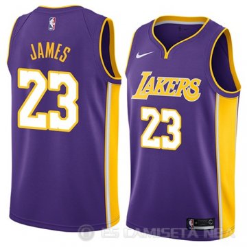 Camiseta Lebron James #23 Los Angeles Lakers Statement 2018 Violeta