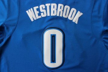Camiseta Westbrook #0 Thunder 2013 Navidad Azul