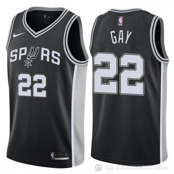 Camiseta Gay #22 San Antonio Spurs Autentico 2017-18 Negro