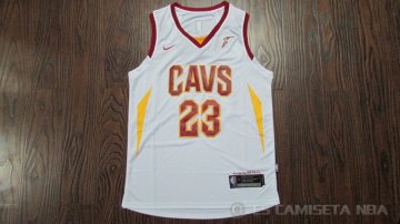 Camiseta James #23 Cleveland Cavaliers Autentico Nino 2017-18 Blanco