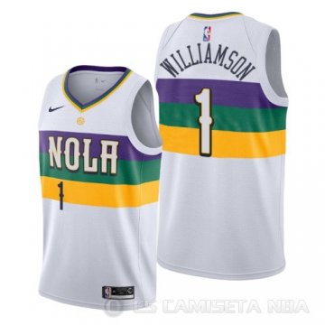 Camiseta Zion Williamson #1 New Orleans Pelicans Ciudad 2019-20 Blanco