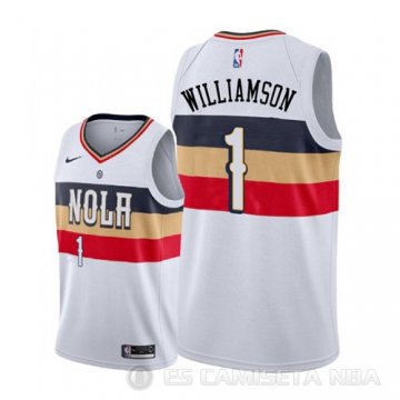 Camiseta Zion Williamson #1 New Orleans Pelicans Earned 2019-20 Blanco