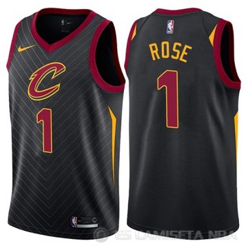 Camiseta Derrick Rose #1 Cleveland Cavaliers Statement 2017-18 Negro