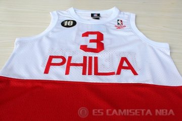 Camiseta Iverson #3 Philadelphia 76ers Retro Blanco Rojo