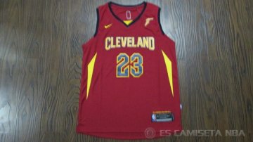 Camiseta James #23 Cleveland Cavaliers Autentico Nino 2017-18 Rojo