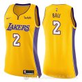 Camiseta Lonzo Ball #2 Los Angeles Lakers Mujer Nike Icon 2017-18 Amarillo