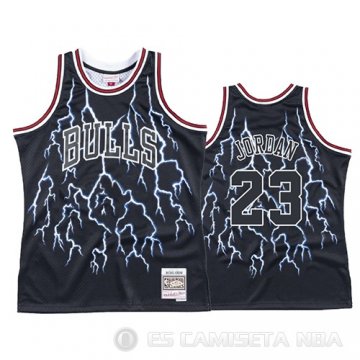 Camiseta Michael Jordan #23 Chicago Bulls Lightning Negro
