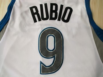 Camiseta Rubio #9 Minnesota Timberwolves Blanco