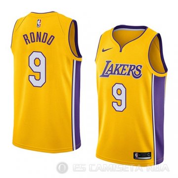 Camiseta Rajon Rondo #9 Los Angeles Lakers Icon 2018 Amarillo