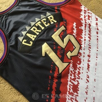Camiseta Vince Carter #15 Toronto Raptors Mitchell & Ness Negro Rojo
