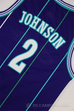 Camiseta Retro Johnson #2 Charlotte Hornets Purpura